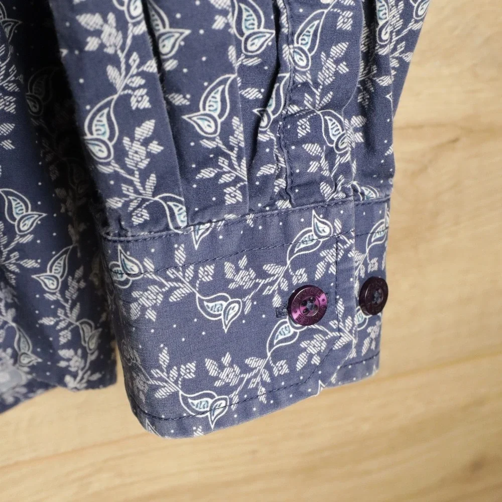 Cinch Mens Long Sleeve Button Down Shirt Blue Paisley‎ Print Size M